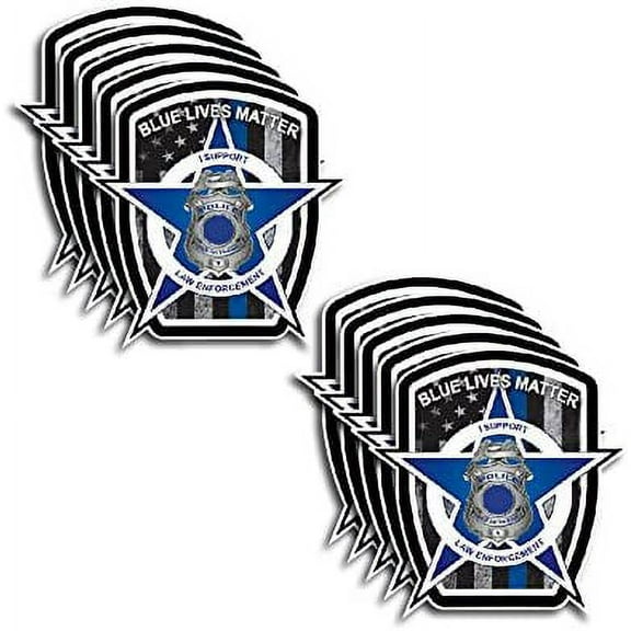Pack of 10 Thin Blue Line Badge Police Officer BLM American Flag Vinyl Decal Sticker Car Truck 5" x 5" …