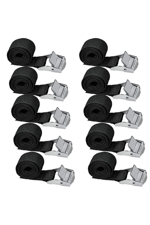 Pack of 10 Tie Down Straps Zinc Alloy Adjustable Buckle Luggage Package Fixing Straps (63.5 for cm x 2.5 for cm)