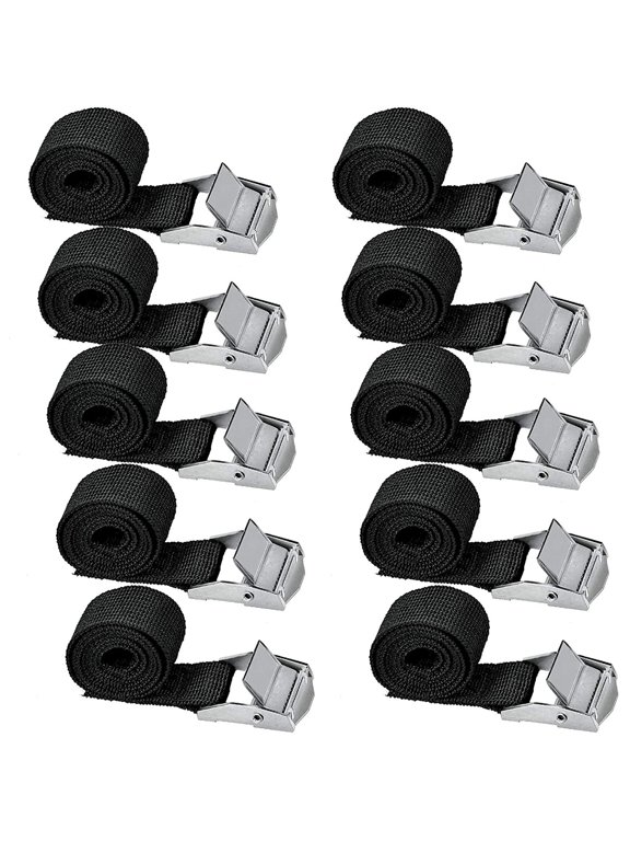Pack of 10 Tie Down Straps Zinc Alloy Adjustable Buckle Luggage Package Fixing Straps (63.5 for cm x 2.5 for cm)