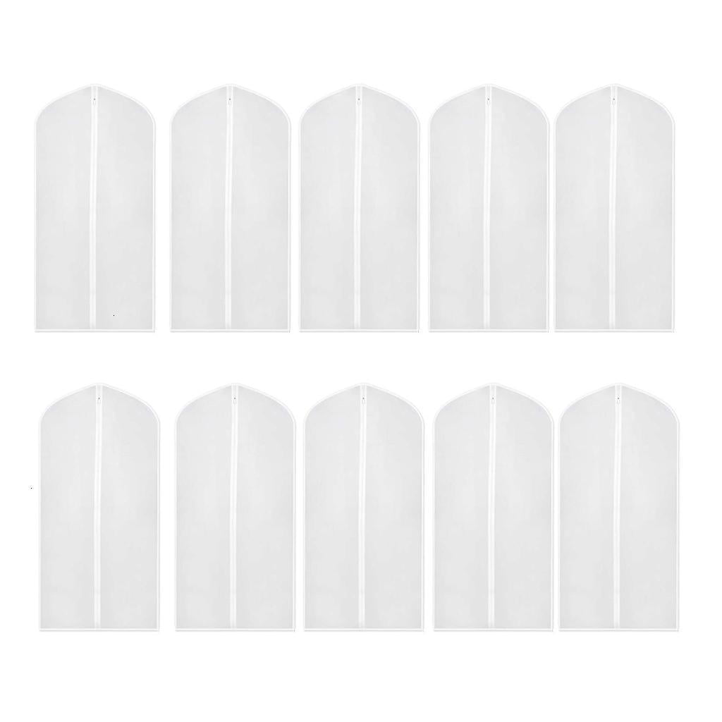 Pack of 10 Translucent Dustproof Garment Bags for Suits and Dresses Storage