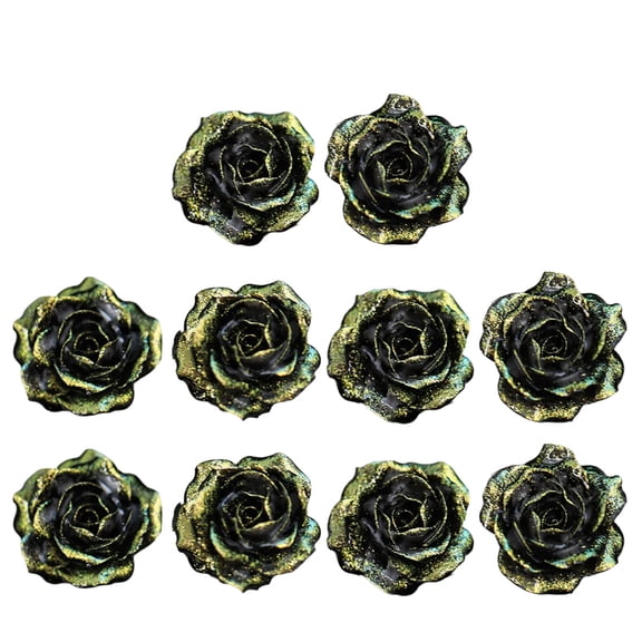 Pack of 10 Translucent Glittering Camellias Blossoms Resin Crafting Supplies for Creative Handmade Projects and Decoration