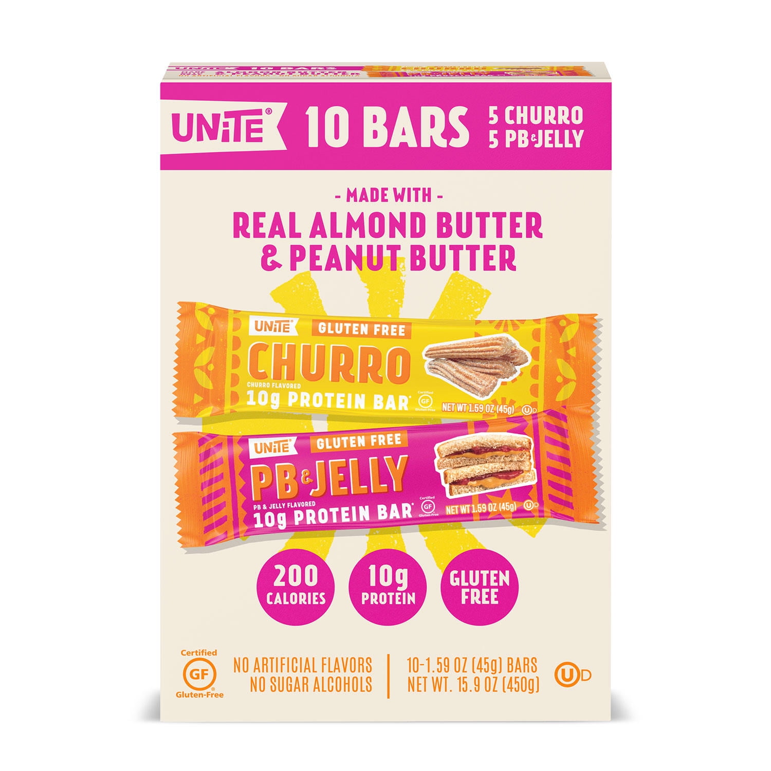 [Pack of 10] UNiTE Food High Protein Breakfast Bar, Variety Pack