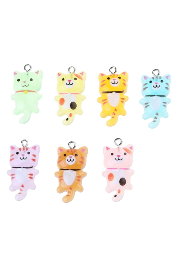 Pack of 10 Versatile Kitty Pendants for Unique Jewelry Charming Resin Cats for Necklace Bracelet Keychain Embellishments