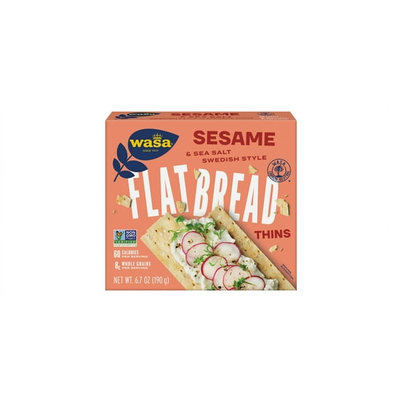 Pack of 10, Wasa Sesame & Sea Salt Swedish Style Flatbread, 6.7 oz