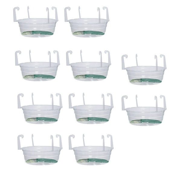 Pack of 10 Weather Resistant Plastic Hanging Plant Saucers with Hook Water Catchers Trays for Indoor Outdoor Basket Pots