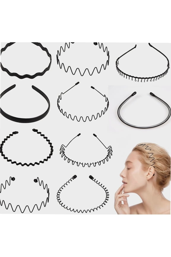 Pack of 10 women's hair bands, women's hair band, metal unisex hair band, black hair band, invisible bobble clips, women's headband