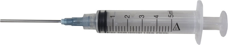 Pack of 10 x 5 ml Industrial Syringes with 15G x 1-1/2" Blunt Tip Fill Needle and plastic cover