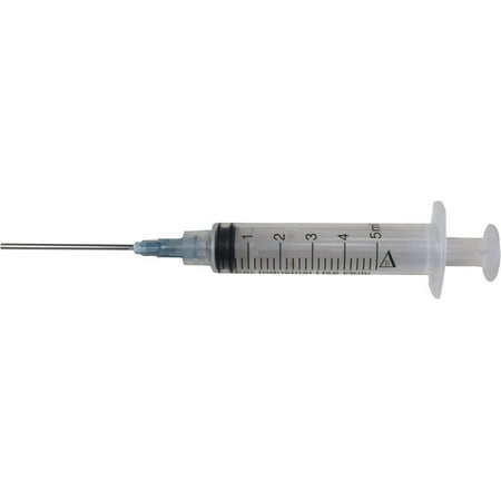 Pack of 10 x 5 ml Industrial Syringes with 15G x 1-1/2" Blunt Tip Fill Needle and plastic cover