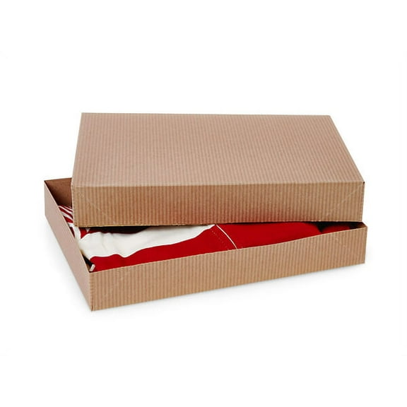Pack of 100, 10 x 7 x 1.5" Kraft Apparel 2 Piece Pop Up Box Great for Shirts, Sweaters, Robes, Jackets, Baby Clothes, Towels & Scarves