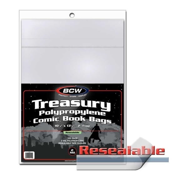 100 BCW RESEALABLE TREASURY BAGS - 10 1/2 x 13 1/2