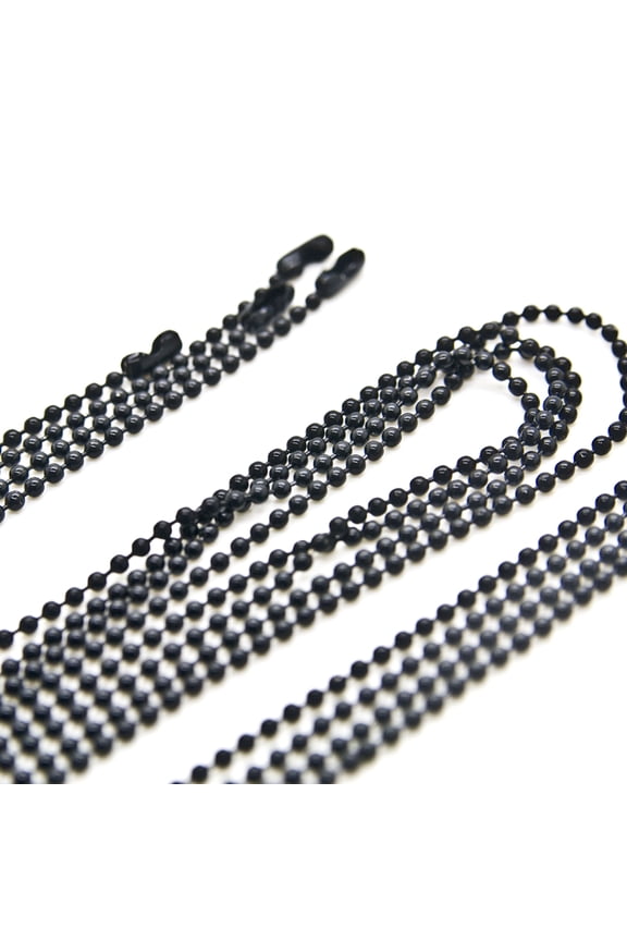 Pack of 100 - Black Epoxy Metal Ball Chains Necklace with Connector 24 Inch Length 2.4mm