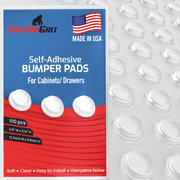 Pack of 100 Cabinet Door Bumpers - Made in USA - 1/2" Diameter Clear Adhesive Pads for Drawers, Cupboards, Glass Tops, Cutting Boards, Picture Frames