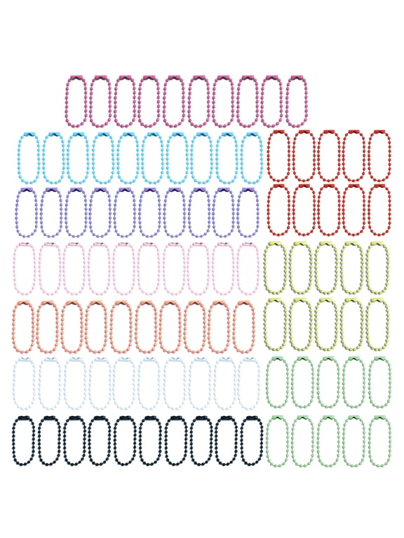 Pack of 100 Coated Beaded Chain Colorful Beads Chain for Jewelry Making Gift Keychain Decor