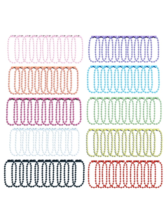 Pack of 100 Colorful Beaded Chain for Keychains and Accessories Versatile Metal Small Beads Chain Jewelry Supplies