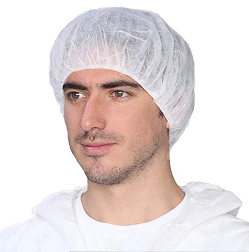 Pack of 100 Disposable Bouffant Caps Hair Nets, Salon Spa Food Service 21" White