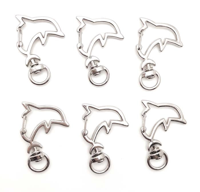 Pack of 100 Metal Dolphin Shaped Spring Snap Keychain Clip Hanging Buckle Key Ring DIY Craft Key Chains Accessories