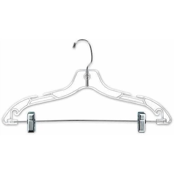 Pack of 100 New Retails Clear Plastic Suit Hangers with Strong Clips 17 Inch