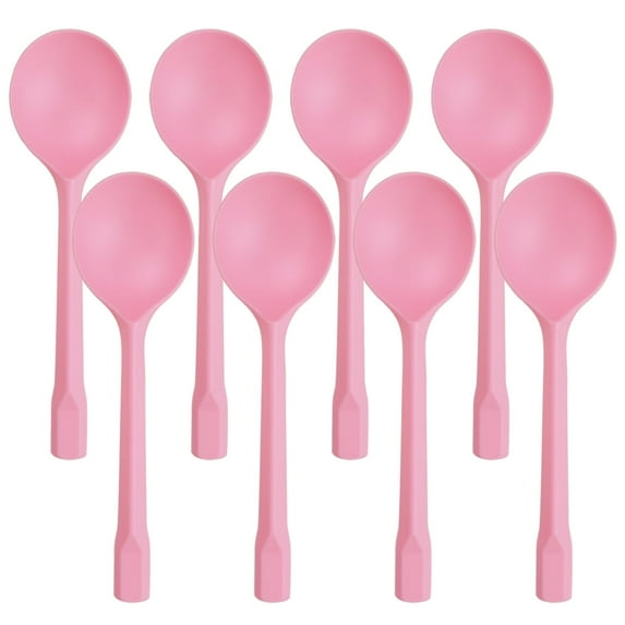Pack of 100 Pink Extra-Heavy Weight Disposable Plastic Spoons Disposable Flatware Silverware for Soup Dessert Ice Cream Take Out Spoon