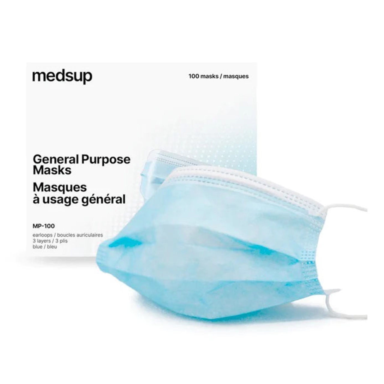 Pack of 100 Premium Disposable Face Mask 3 Ply Breathable Medical, Hypoallergenic Blue Masks