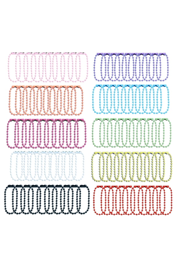Pack of 100 Round Beads Link Chain for Keychains Metal Beaded Chains Kit Colorful Beaded Chains for Keychain