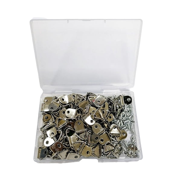 Pack of 100 Single Hole Hangers Metal Triangles D Rings with Screw Painting Hangings Hook Picture Hangers Set