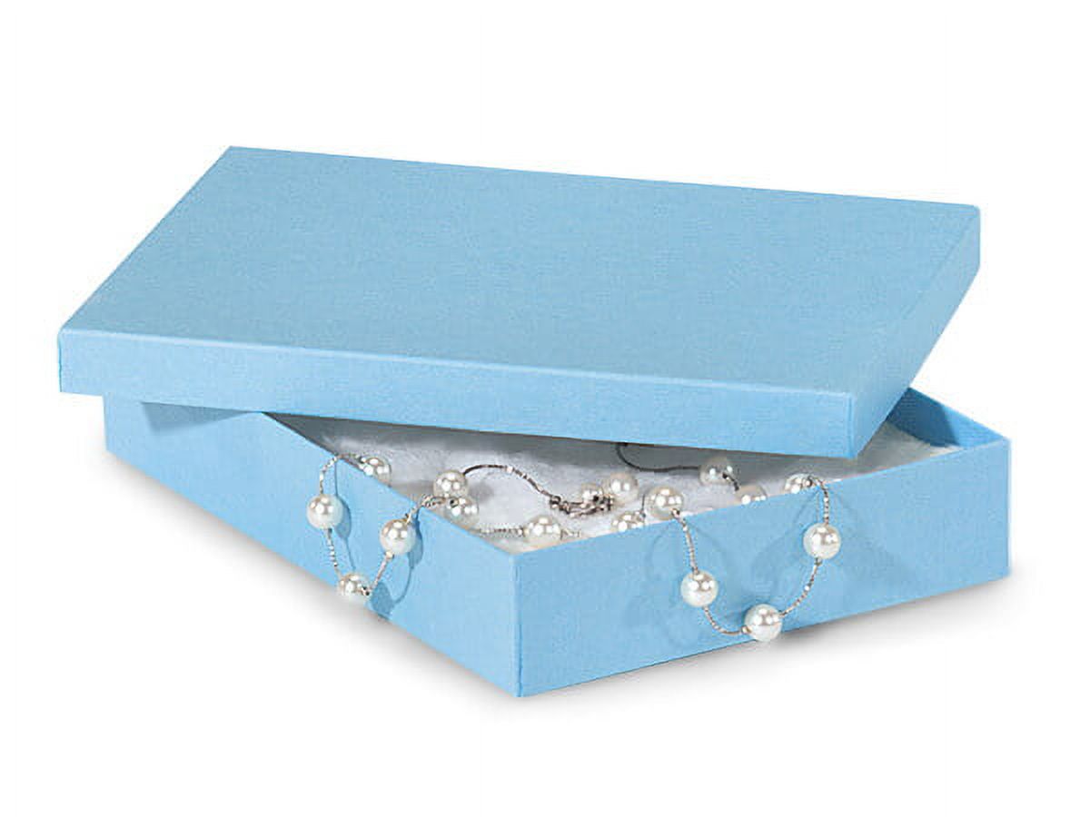 Pack of 100, Solid 7 x 5 x 1.25" Light Blue Jewelry Boxes w/NonTarnish