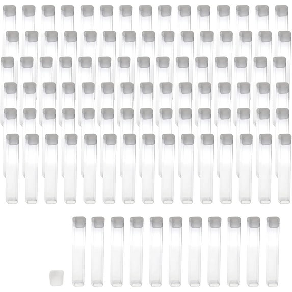 The Beadsmith Clear Plastic Tubes - 3 x .5 Inch Square Tubes - Flat Caps - Use for Beads, Bath Salts, Wedding & Party Favors, Home or Office Storage - Bag of 100