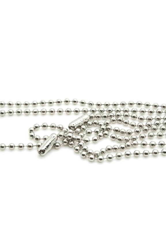 Pack of 100 - Stainless Steel Ball Chains Necklace with Connector 30 Inch Length 2.4mm