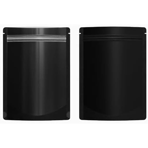 Pack of 100 Translucent Front Matte Black Poly Plastic Resealable Bags (8.4oz (6" x 9"), Black Stand-Up Pouch)$$Other