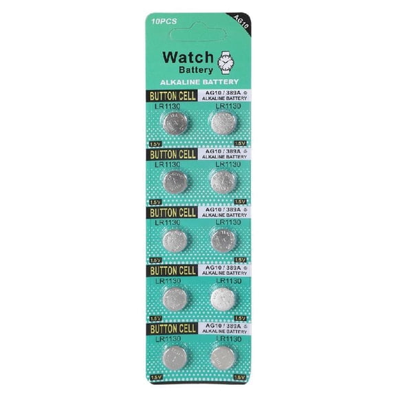 Pack of 10pcs High Energy LR1130 Button Cell Batteries 1.5V Long Service Life Replacement AG10/LR54/389A/189/SR1130