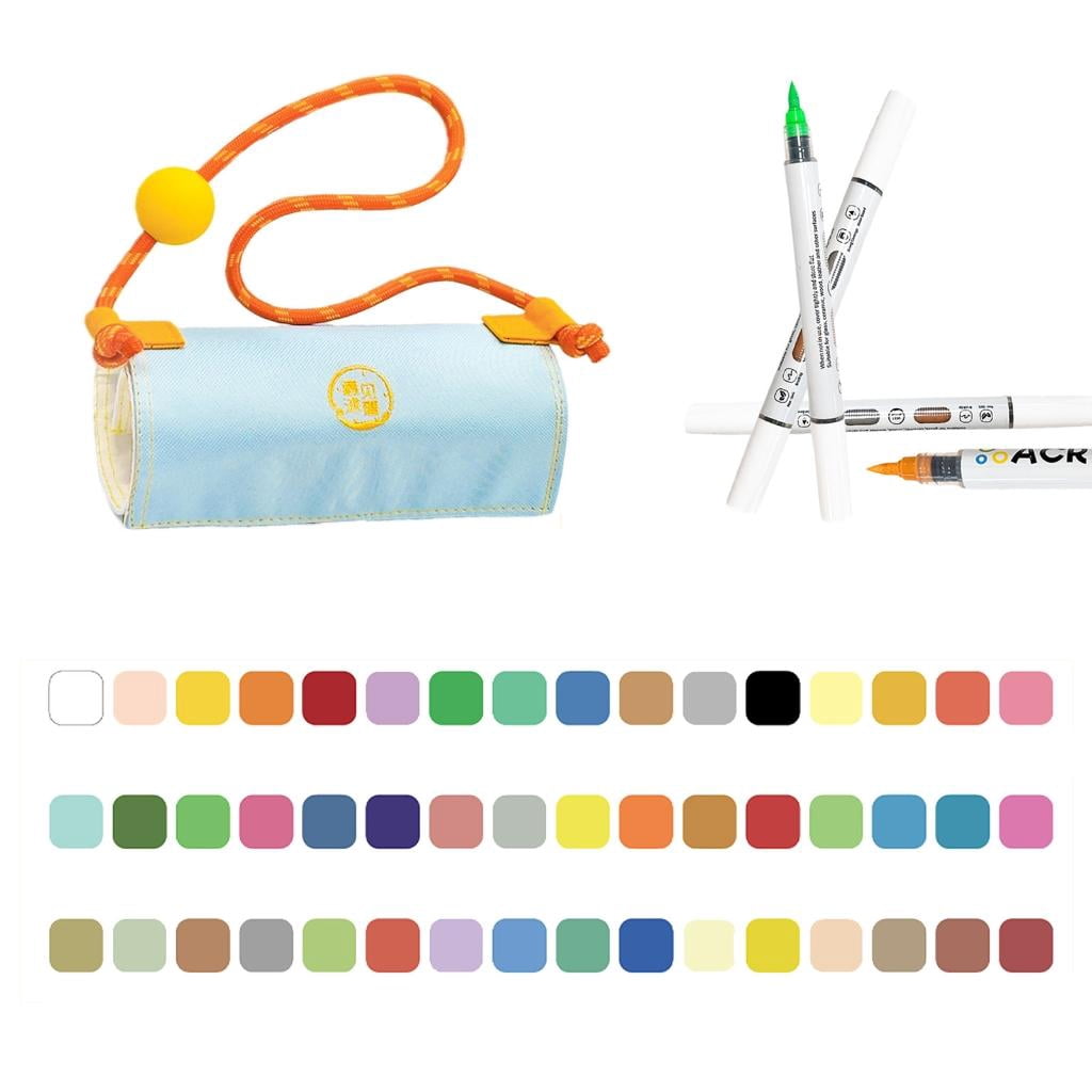 Pack of 12/18/24-color Double Ended Acrylic Marker Pen Travel Roll Case Ideal For Students Sketching