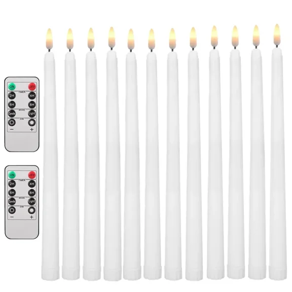 Pack of 12/24Pc LED Flameless Flickering Taper Candles with Remote Battery Operated Tea Lights Home Wedding Decor Candlesticks