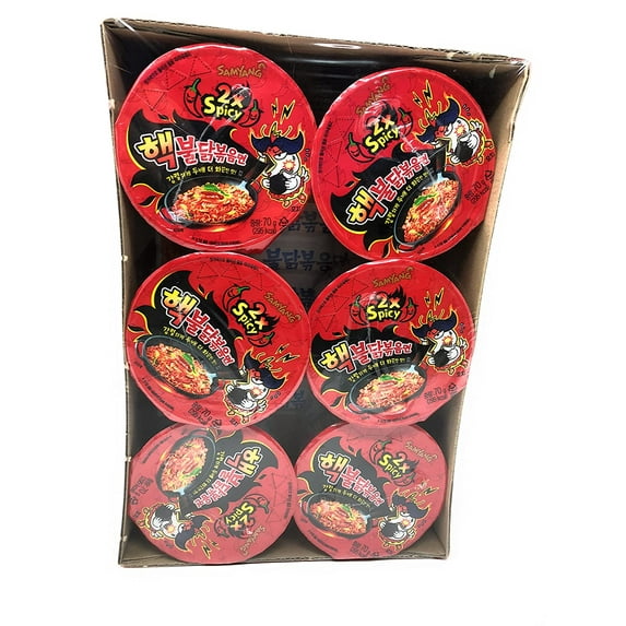 Pack of 12 2X Spicy Chicken Roasted Cup Noodles, 2x Spicy Chicken Cup Ramyun Korean Noodle Ramen