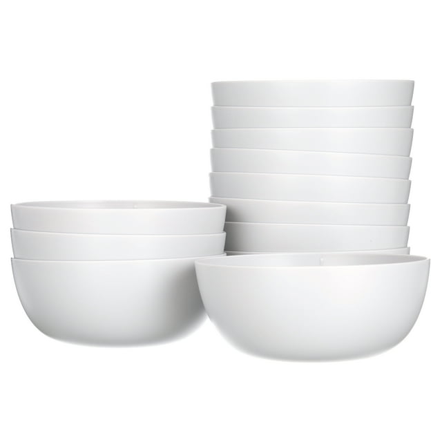 Set of 12 Large 37oz Plastic Cereal Bowls
