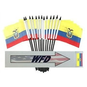 Pack of 12 4"x6" Ecuador Polyester Miniature Office Desk & Little Table Flags, 1 Dozen 4"x 6" Ecuadorian Small Mini Hand Waving Stick Flags