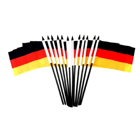 Pack of 12 4"x6" Germany International Polyester Miniature Office Desk & Little Table Flags, 1 Dozen Country 4x6 Small Mini Hand Waving Stick Flags