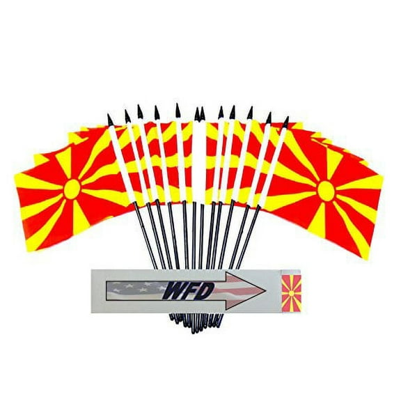 Pack of 12 4"x6" Macedonia Polyester Miniature Desk & Little Table Flags, 1 Dozen 4"x 6" Macedonian Small Mini Hand Waving Stick Flags