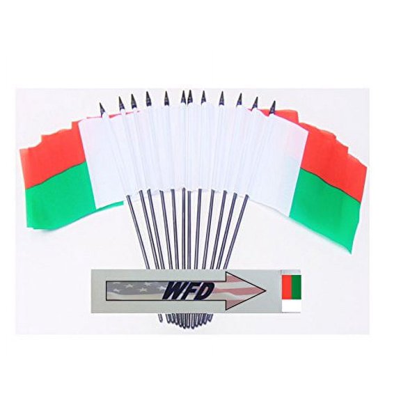 Pack of 12 4"x6" Madagascar Polyester Miniature Desk & Little Table Flags, 1 Dozen 4"x 6" Malagasy Small Mini Hand Waving Stick Flags