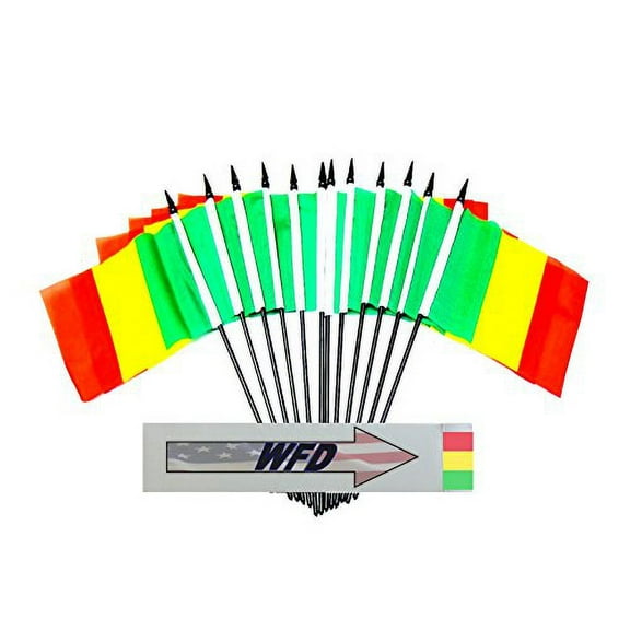Pack of 12 4"x6" Mali Polyester Miniature Desk & Little Table Flags, 1 Dozen 4"x 6" Malian Small Mini Hand Waving Stick Flags