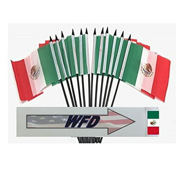 Pack of 12 4"x6" Mexico Polyester Miniature Office Desk, Table Flags, (Flags Only)