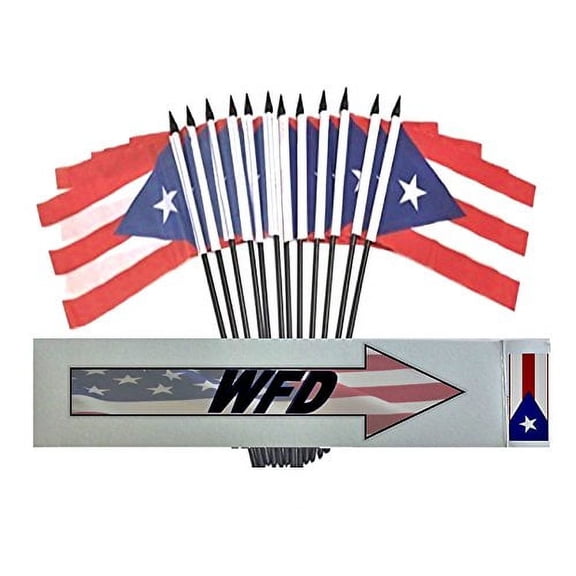 Pack of 12 4"x6" Puerto Rico Polyester Miniature Office Desk & Little Table Flags, 1 Dozen 4x6 Small Mini Hand Waving Stick Flags