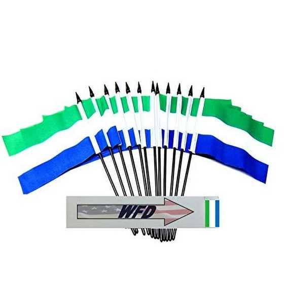 Pack of 12 4"x6" Sierra Leone Miniature Office Desk & Little Table Flags, 1 Dozen 4"x 6" Sierra Leonean Small Mini Hand Waving Stick Flags
