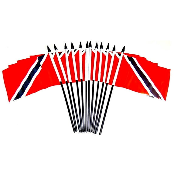 Pack of 12 4"x6" Trinidad International Polyester Miniature Office Desk & Little Table Flags, 1 Dozen Country 4x6 Small Mini Hand Waving Stick Flags