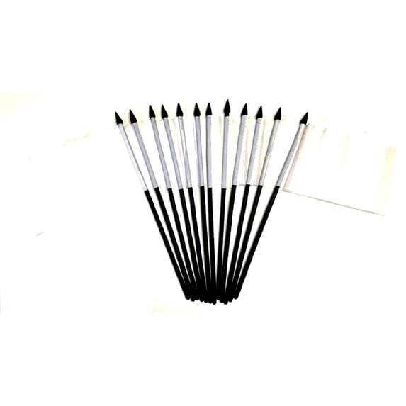 Pack of 12 4"x6" White Polyester Miniature Office Desk & Little Table Flags, 1 Dozen 4x6 Small Mini Hand Waving Stick Flags