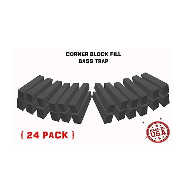 Pack of 12 - Acoustic Foam Studio Corner Block Wall Finish Bass Trap 3" x 3" x 24"