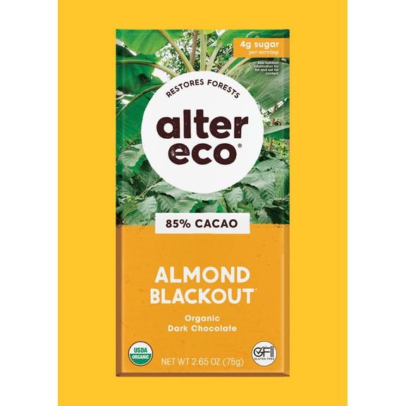(Pack of 12), Alter Eco Almond Blackout Organic Dark Chocolate, 2.65 oz