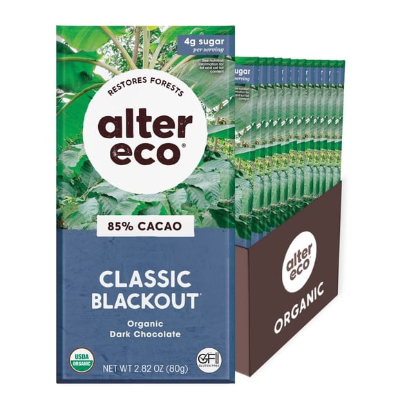 (Pack of 12) Alter Eco America Blackout Organic Dark Chocolate Bar, 2.82 oz