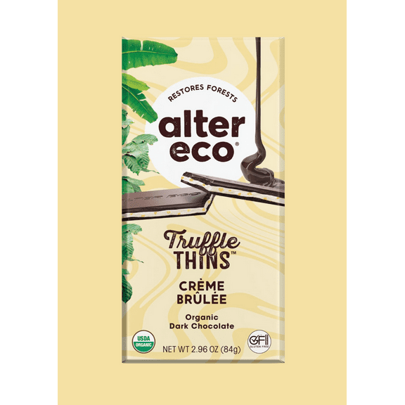 (Pack of 12), Alter Eco Creme Brulee Truffle Thins Organic Dark Chocolate, 2.96 oz