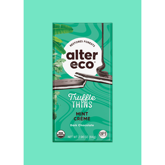 (Pack of 12), Alter Eco Mint Crme Truffles Thin Dark Chocolate, 2.96 oz