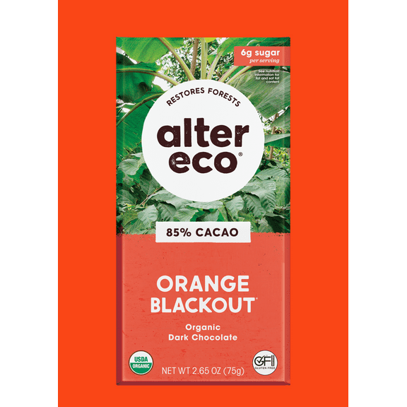 (Pack of 12), Alter Eco Orange Blackout Organic Dark Chocolate, 2.65 oz
